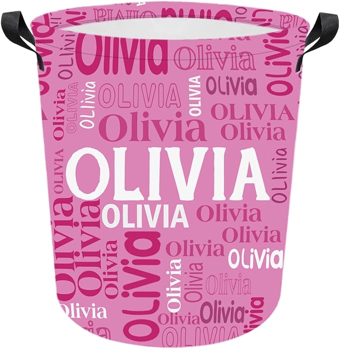 Personalized Laundry Hamper Custom Kids Dirty Clothes Hamper with Name Storage Basket for Bathroom Bedrooms Nursery for Baby Girls Boys Adults (Style-Name)