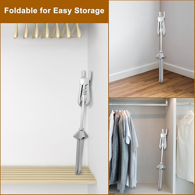 Garment Steamer Rack, Foldable Garment Steamer Stand, Garment Hanger Stand for Steaming Clothes, Steam Iron Stand, Handheld Clothes Steamer Holder, Clothes Hanger for Steam Ironing (Gray)