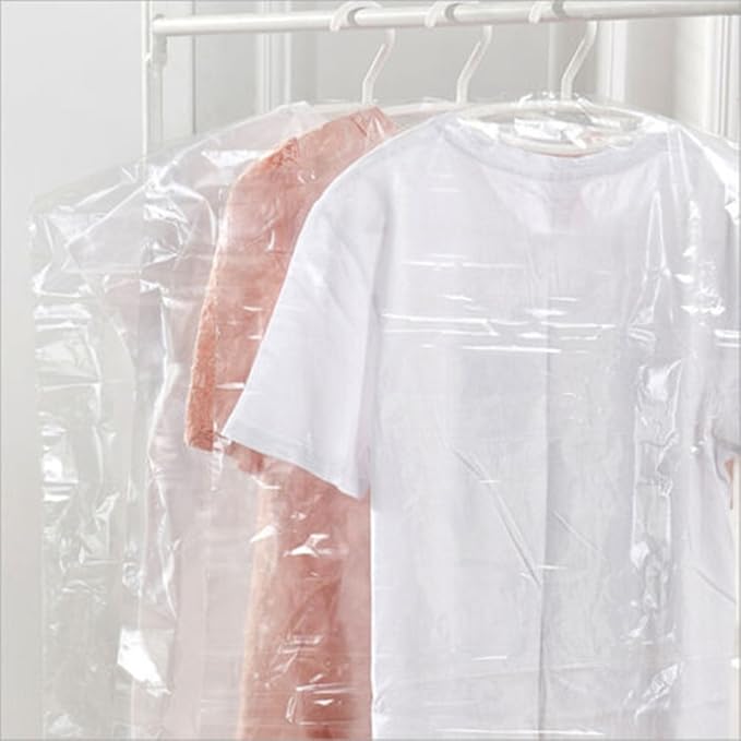 20Pcs Dry Cleaner Bags Plastic Clear Can be Hung Transparent Clothing Dust Cover