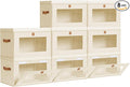 Large Closet Storage Bins - Collapsible Clothing Organizer with Handles & Window, Decorative Bin with Lids, Linen Closet Organizers for Living Room, Dorm, 8 Pack, Beige