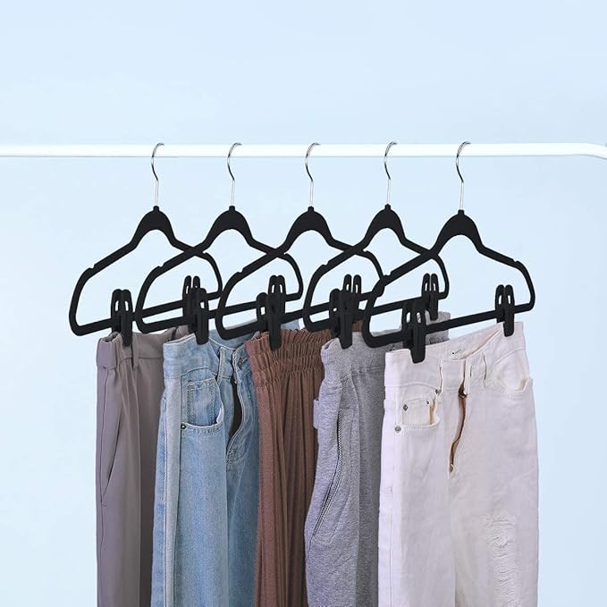 Trgowaul Velvet Hangers Clips, Pants Hangers Velvet Clips, Strong Finger Clips Perfect for Thin Velvet Hangers