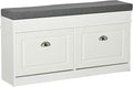 HOMCOM Modern Shoe Rack Bench for Entryway, Storage Organizer with Cushion, 2 Drawers, Adjustable Shelf, Holds 8 Pairs, White