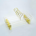 HomeCube USA Clear Acrylic Clothes Hanger with Gold Hooks & Clips – Heavy Duty Organizer for Skirts, Pants & More – Elegant Lucite Design for Closet, Home, Boutique & Retail Use
