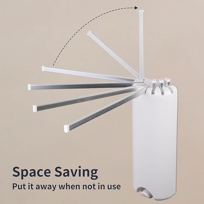 Wall Mounted Clothes Drying Rack Tripod,Foldable Drying Rack,Wall Mounted Dryer Rack Clothing,Over The Door Drying Rack for Laundry Bedroom Household Aluminium