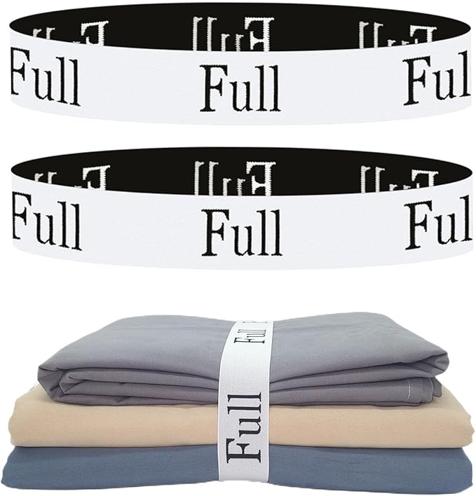 2 Pieces Bed Sheet Organizer Bands, Sheet Organizers and Storage Label Bands, Sheet Label for Bedding, Sheets Organizer for Closet,Sheet Keepers Linen Labels Bedding Bands (2Pcs Full)