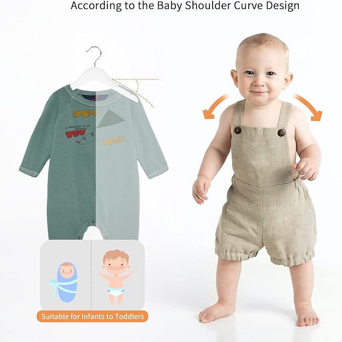 Nature Smile Kids Baby Children Toddler Wooden Shirt Coat Hangers with Notches and Anti-Rust Chrome Hook Pack of 10 (White)