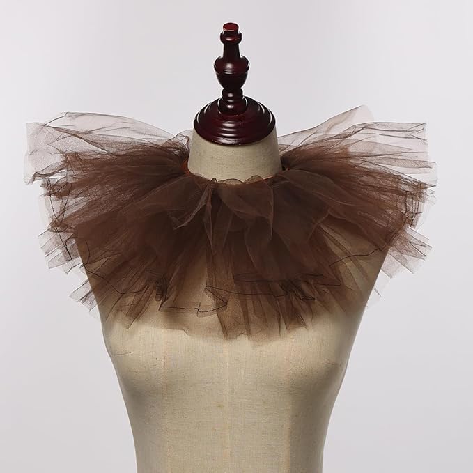 BLESSUME Victorian Retro Mesh Neck Ruff Ruffle Collar Layered Clown Neck Collar