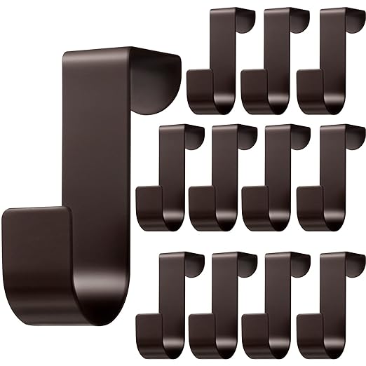 Hotop 12 Pcs Over The Cabinet Drawer Door Hooks 1.12 Inch for Hanger in The Cabinet Decoration Hooks Sturdy Metal Z Shaped Hanger Peg for Bathroom Clothes Towel(Bronze)