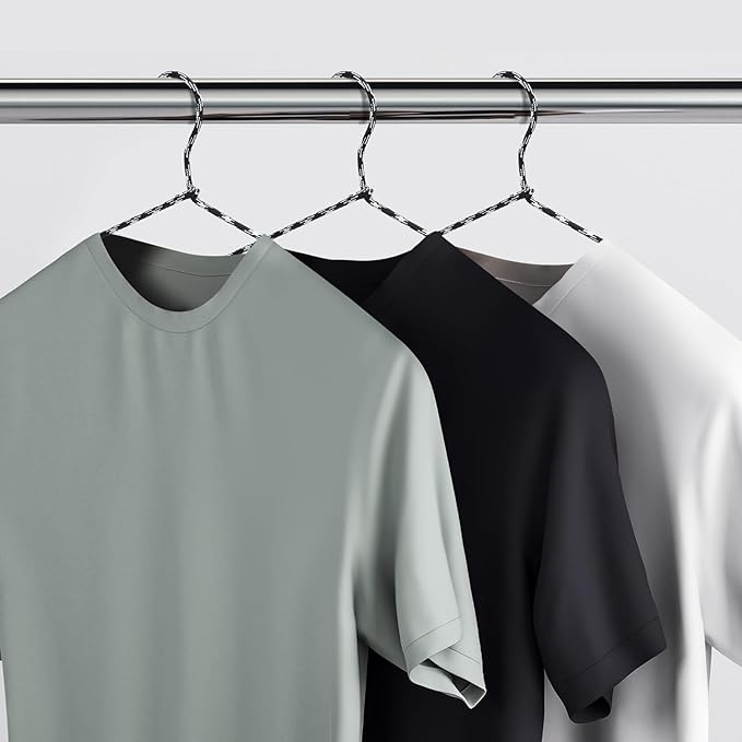 15 Pcs Fabric Wrapped Metal Hangers Covered Wire Hanger Metal Coat Hangers Non Slip for Clothes Closet Clothing Suit Shirt Pant (Black and White)