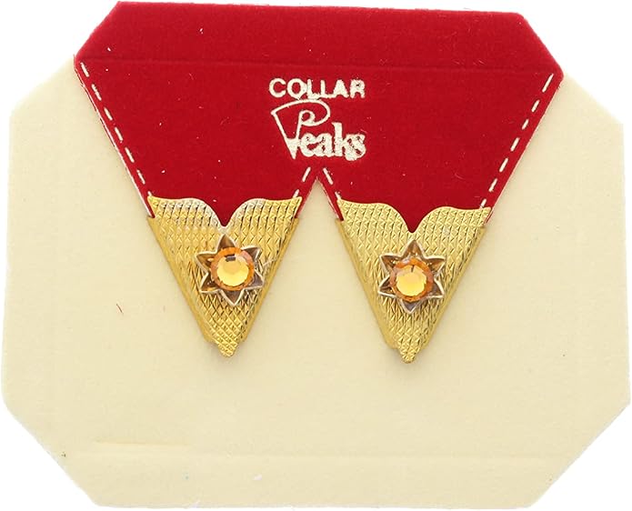 HHH Designs Gold Plated Collar Stays for Men and Women - Western Style Collar Tips - Stone Accents Collar Pins - Made in USA