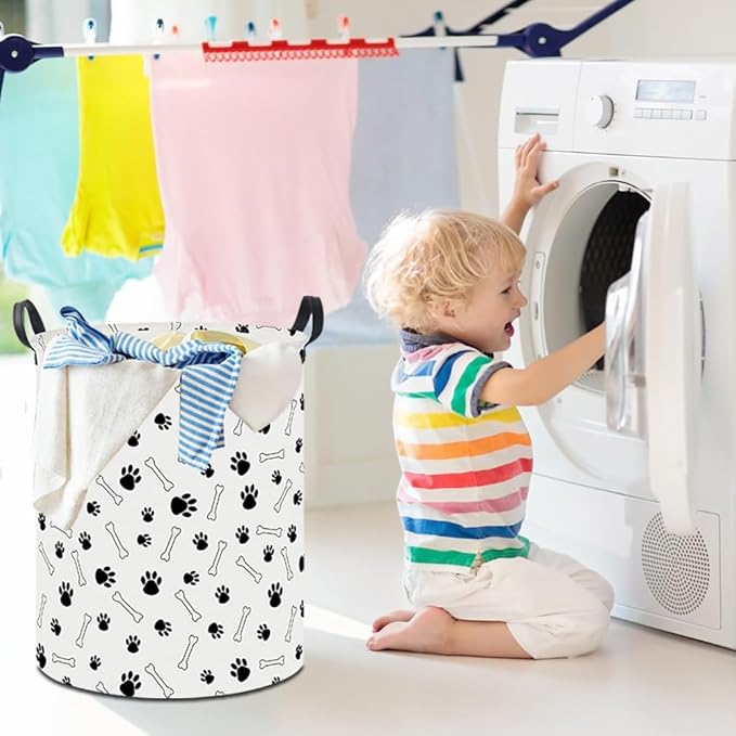 19.7" Laundry Basket,Dirty Clothes Hamper,Waterproof Storage Bin,Room Decor,Gift Baskets,Nursery Hamper(Paw)