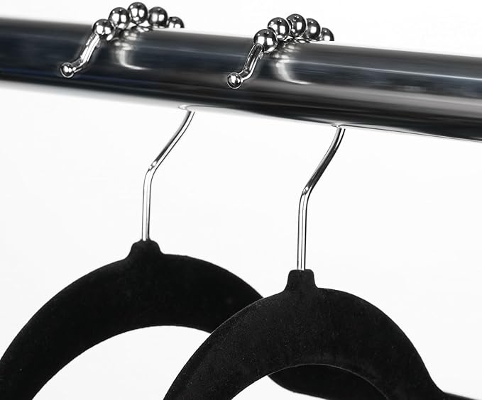 Velvet Clothes Hangers, Innovative Roller Balls Black Velvet Hangers, Felt Hangers for Clothes Shirts, Garments, Non Slip Closet Hangers (Pack of 30)