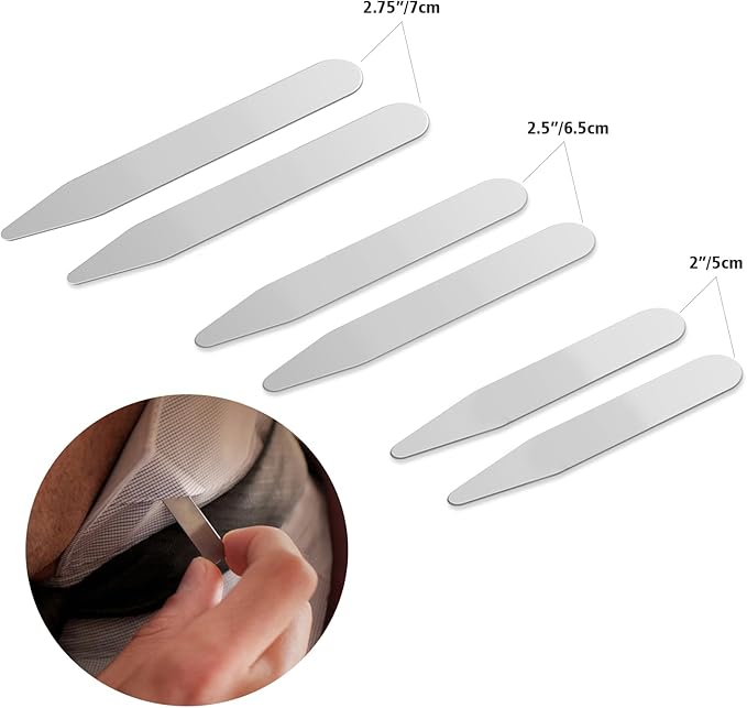Stainless Steel Collar Stiffeners(No Magnets included), Metal Shirt Collar Stays, Valued Pack in a Gift Box
