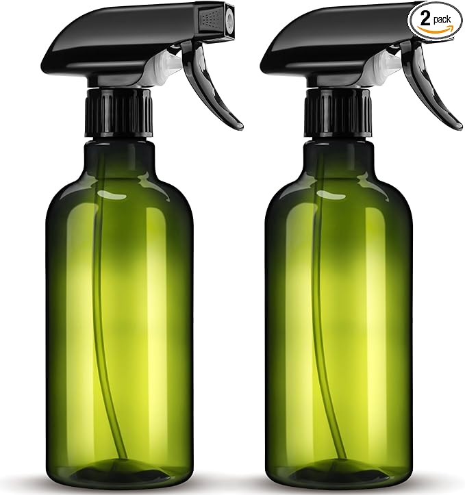 DIYSELF 2 Pack Spray Bottle for Cleaning Plastic Spray Bottles 16 oz 500ml Squirt Bottle for Hair Plants Pets Water Liquids Lab Empty Spray Bottles for Home and Garden, Lab Weighing Bottles (Green)