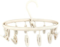Premium Portable Travel Foldable Clothes Drying Hanger with 12 Clips, Anti-Rusty Plastic Drying Rack for Socks, Lingeries, Delicates and Baby Clothes