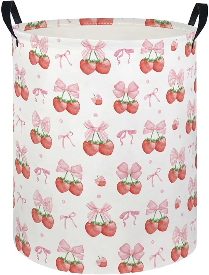 Baby Laundry Hamper kids laundry Basket Waterproof Laundry Bag for Bedroom Toy Clothes Organizer Room Décor(Strawberry)