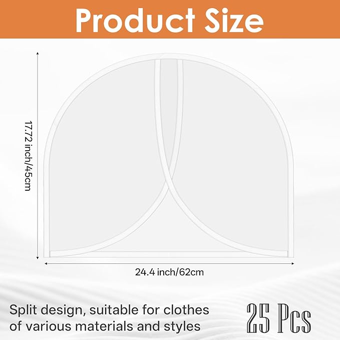 25 Pcs Shoulder Covers for Hanging Clothes, 24 x 17 Inch Plastic Garment Cover Clear Dust Clothes Hanger Covers for Coats, Dress, Suit, Sweater, Jackets