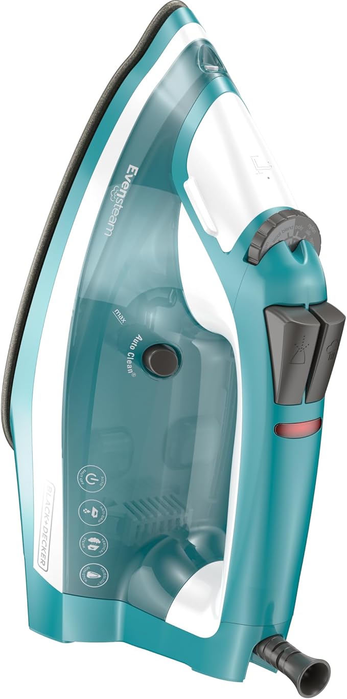 BLACK+DECKER IR16X One-Step Garment Steam Iron with Stainless Nonstick Soleplate, One Size, Turquoise