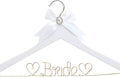 White Solid Wood Bridal Dress Hanger with Bridal Wire Lettering for Bridal Wedding Party Gift (White Hanger with Rose Gold Thread)