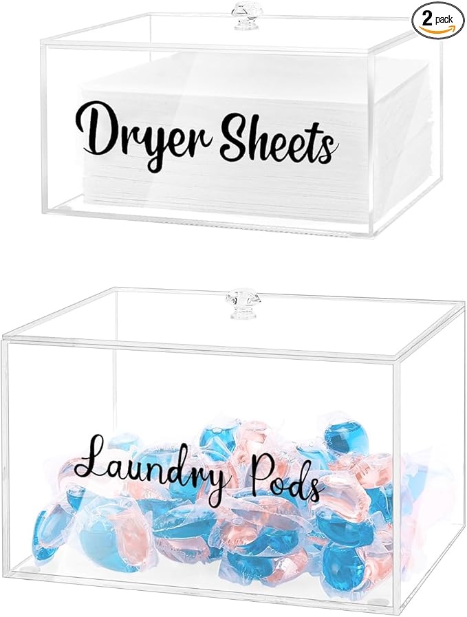 Generic VOTLEVT Acrylic Dryer Sheets Holder and Laundry Pods Container Set, Laundry Room Organization and Storage, Dryer Sheet Container and Laundry Pods Holder Set, XiYiNingZhuHe002