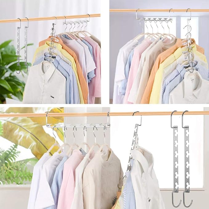 Metal Magic Hangers Space Saving Clothes Hangers Closet Space Saver Clothing Hanger Oragnizer for Wardrobe Space,Wrinkle-Free Clothes（Pack of 4）
