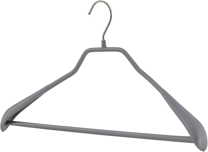 Mawa by Reston Lloyd BodyForm Series Non-Slip Space-Saving Clothes Hanger with Bar For Pants, 16 1/2", Style 42/LS, Set of 5, Silver