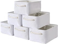 TheWarmHome Storage Basket for Organizing - Small 6 Pack 11.8x7.8x5.2 inch Gifts for Empty with Rope, Fabric Storage Cubes for Decorative Cloth Dog Livehome (White)