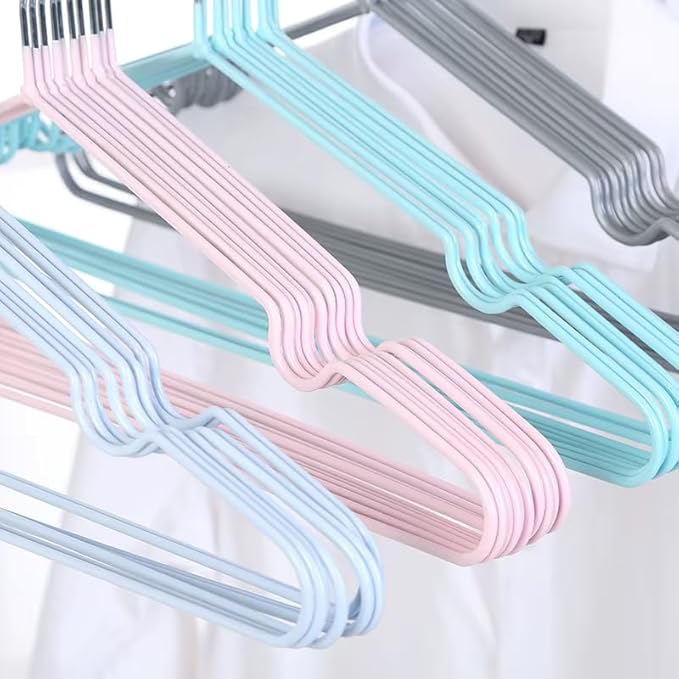 Closet Wire Coat Metal Hangers for Adults, Clothes Hanger for Cloth Non-Slip Dip Hangers, 10-Pack (Aqua Blue)