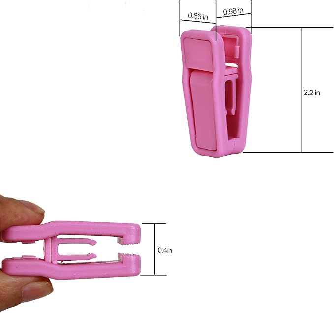 KINJOEK 100 Packs Pink Plastic Finger Clips for Hanger Strong Pinch Grip Clips Multi-Purpose for Slim-line Clothes Pants
