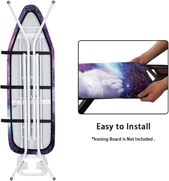 GLENLCWE Galaxy Cat Print Ironing Board Cover Padding with Elastic Edges Full Size Replacement Ironing Board Cover with Extra Thick Pad Scorch Resistant