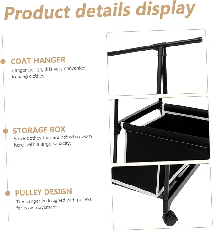 Portable Garment Rack Baskets Metal Coat Hanger Stand Sturdy Clothes Stand for Bedroom