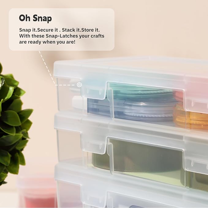 novelinks Plastic Clear Storage Containers for Organizing, Craft Storage Organizers and Stackable Storage Bins with Lids for Pencil Box, Bead, Cookie Cutter, Board Game (6 Pack Small + 6 Pack Medium)