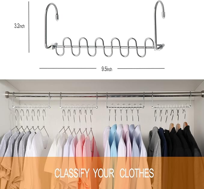 GEFTOL Metal Space Saving Hangers 12 Slots New Version Hanger Magic Cascading Hanger Closet Wardrobe Clothes Organizer(8 Pack)