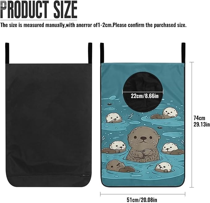 ZFRXIGN Cute Otter Hanging Laundry Hamper for Laundry Dirty Clothes Basket Over The Door Laundry Hamper Bag Animal Sea Otters Storage Organizers for Home Bedroom Dorm Closet Hampers