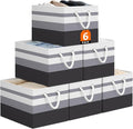 Storage Bin,Collapsible Storage Basket For Organizing,Large Storage Boxes With Rope Handles,Storage Containers,Gradient Grey,6 Pack