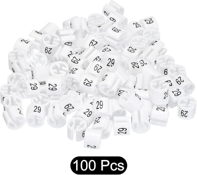 MECCANIXITY Clothes Hanger Marker Colored Hanger Sizer Garment Markers Tag (Number 29, White) for Garment Clothing Color Coding, Pack of 100 Pcs