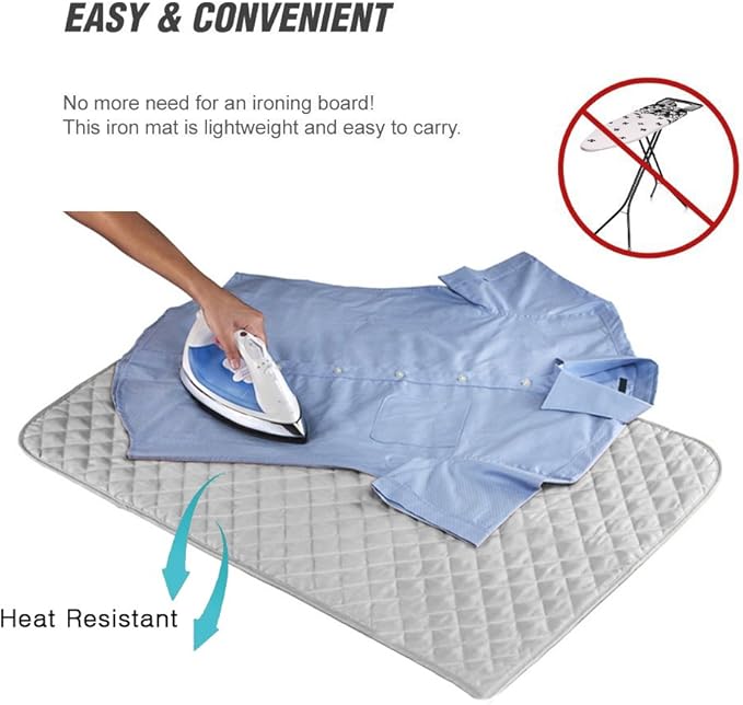 Ruibo Magnetic Ironing Mat Blanket,Iron Board Alternative Cover/Quilted Washer Dryer Heat Resistant Pad/Portable Cover/Mat Grey 33"X 18"