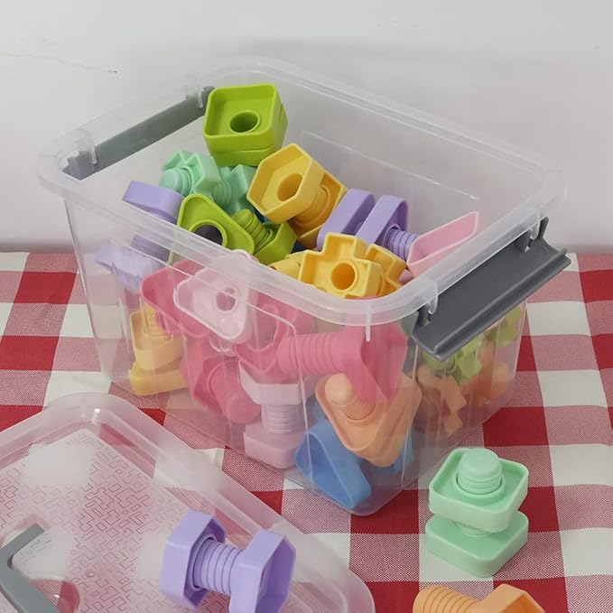Jekiyo Clear Plastic Storage Bin, 6 Quart Latching Box Container with Lid, 4 Packs