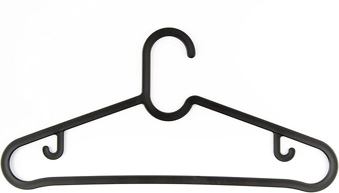 20 Pack Black Thin Plastic Hangers, Lightweight Yet Sturdy, Space-Saving Clothes Hangers for T-Shirts and Shirts, Slim Hangers, Break-Resistant Design with Premium European Quality