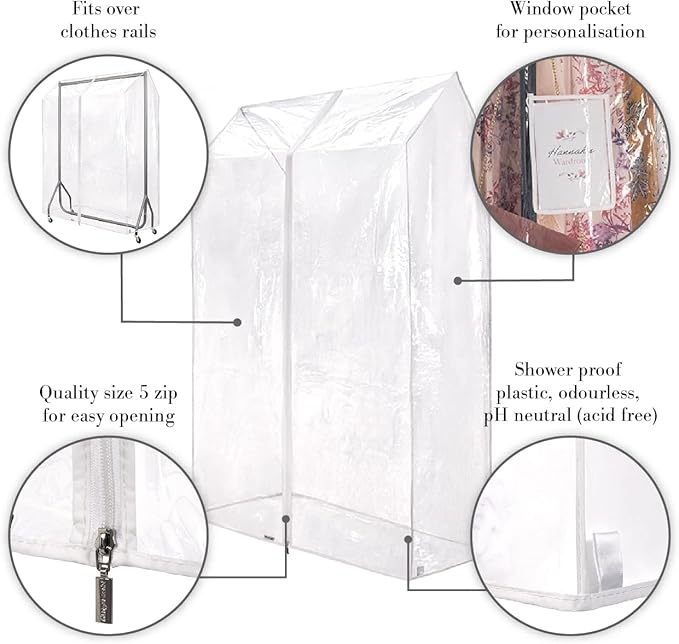 HANGERWORLD 3ft Clothes Garment Rack Cover with Zipper, Showerproof, Breathable, Dust Protector for Garment Rack COVER ONLY (36"x24"x65")