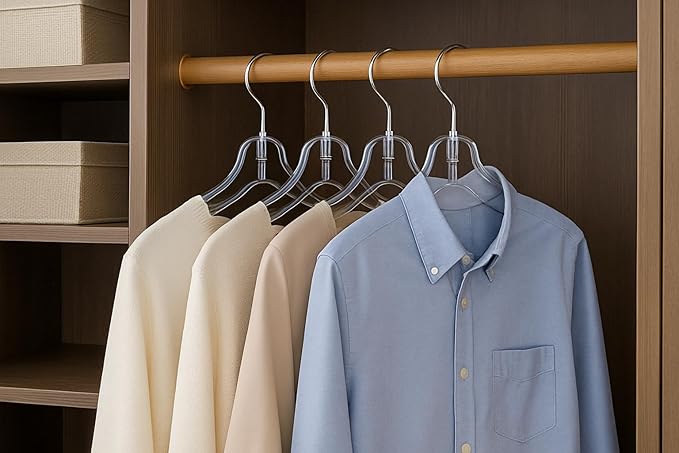 Hangon Clothes Plastic Set of 10 Pcs Heavy Duty Hangers - 17 Inch - Dress, T-Shirts, Shirt Hanger Closet Organization Solution Clear Hangers for Home, Retail Easy to Use and Durable