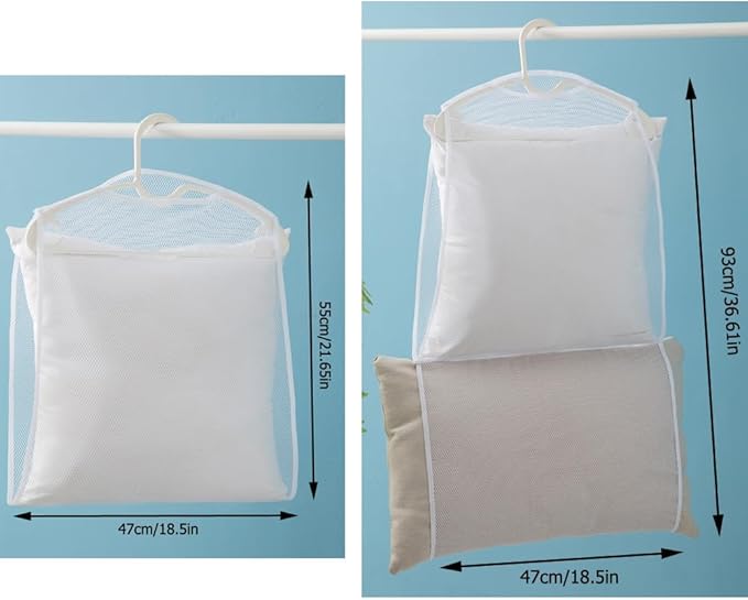 2 Pack Bed Pillows Drying Rack Plush Doll Dryer Rack Hanger Organizer Mesh Net Bags for Bedding Throw Pillows Inserts Down Alternative Fill Memory Foam Pillow Cervical Pillows One/Two Layer