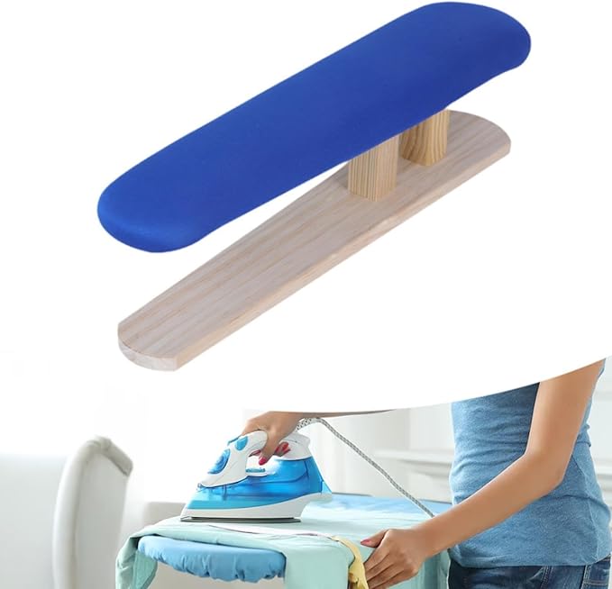 Mini Ironing Board with Wood Base Replacement Cover Ironing Stool Iron Board for Craft Rooms Household Collars Garments Cuffs, Blue 57cmx13cmx16cm