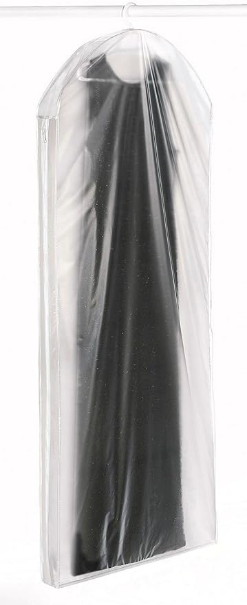 Whitmor Vinyl Zippered Protective Gown Bag - 3" L x 24" W x 60" H - Set of 3 - Clear