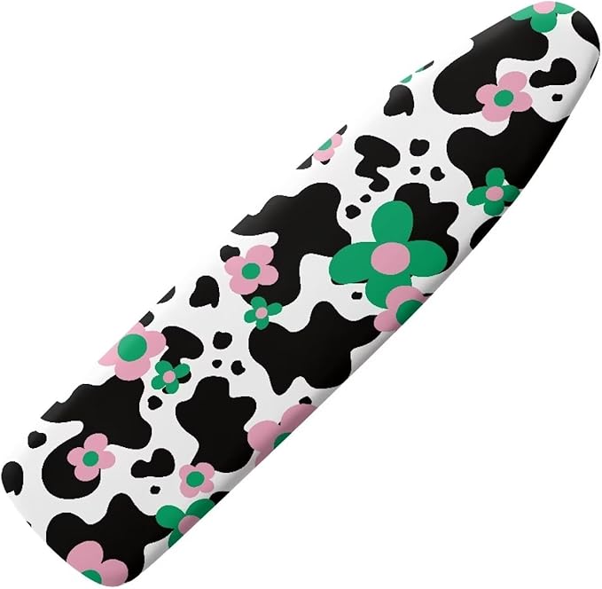 Iron Board Cover Resist Scorching Iron Cover for Ironing Durable Table Top Ironing Board Cover with Cozy Nose Pocket-Cow Flower