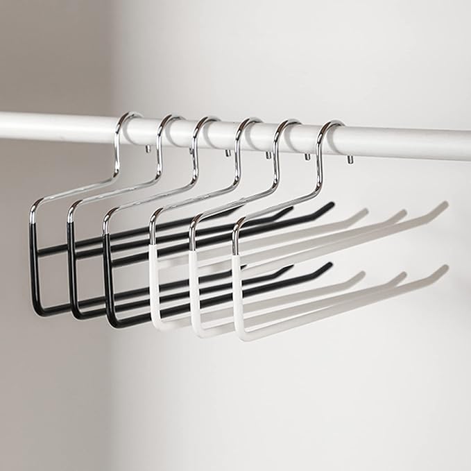SHIMOYAMA Pants Hangers, 5 Pack, Double Rod Pant Hanger for Jeans, Space-Saving Slack Hangers, Trouser Hangers, Black