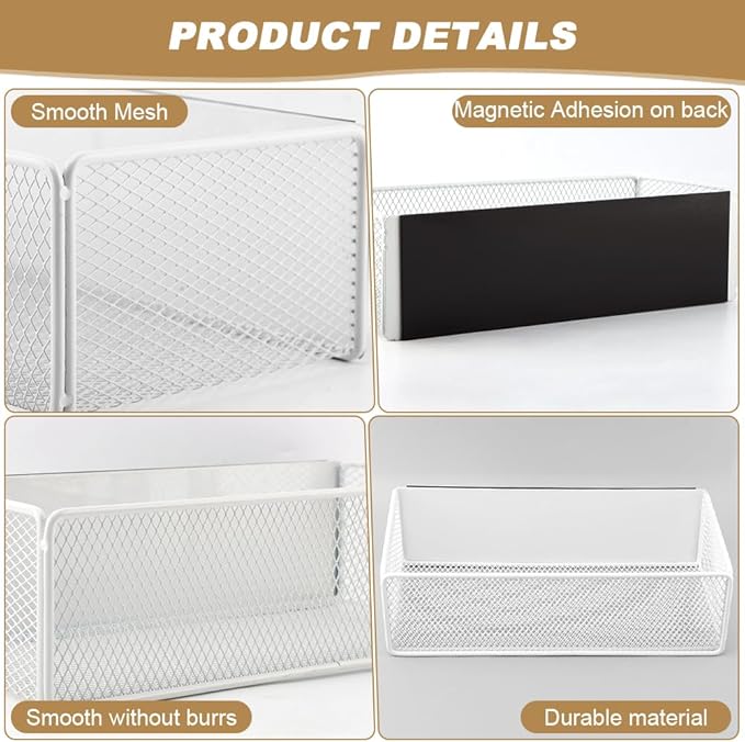 Magnetic Shelf for Washing Machine, Magnetic Basket Organizer, Magnetic- Storage Bin Box Container for Fridge, Magnetic- Basket Organizer for Laundry Kitchen (Large, White)