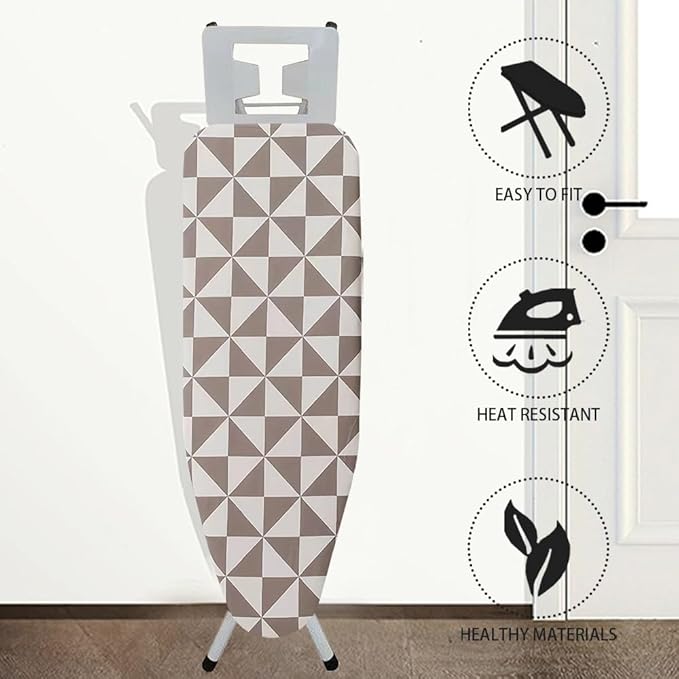 Cotton Ironing Board Cover,35x12in 39x13in 43x13in 47x15in Ironing Board Cover and Pad Standard Size Homes Iron Board Cover Ironing Cover and Pad(Brown,43x13in)