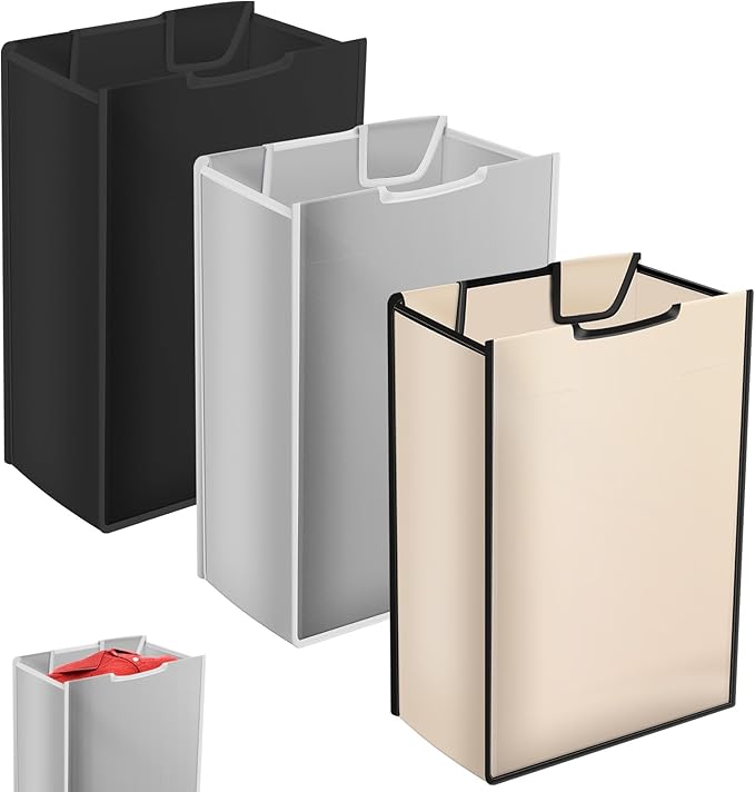 3 Pack Large Laundry Sorter Replacement Bags,Hamper Cart Removable Replacement, Storage Organizer Bag Hamper Liner, Wear Resistance for Standard 3 Compartment Laundry Hampers (Gray White Black)