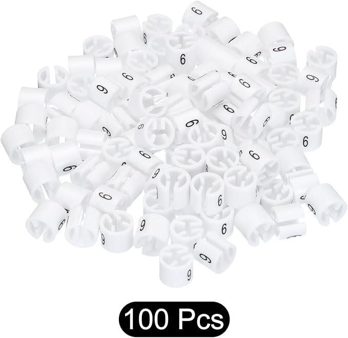 MECCANIXITY Clothes Hanger Marker Colored Hanger Sizer Garment Markers Tag (Number 6, White) for Garment Clothing Color Coding, Pack of 100 Pcs